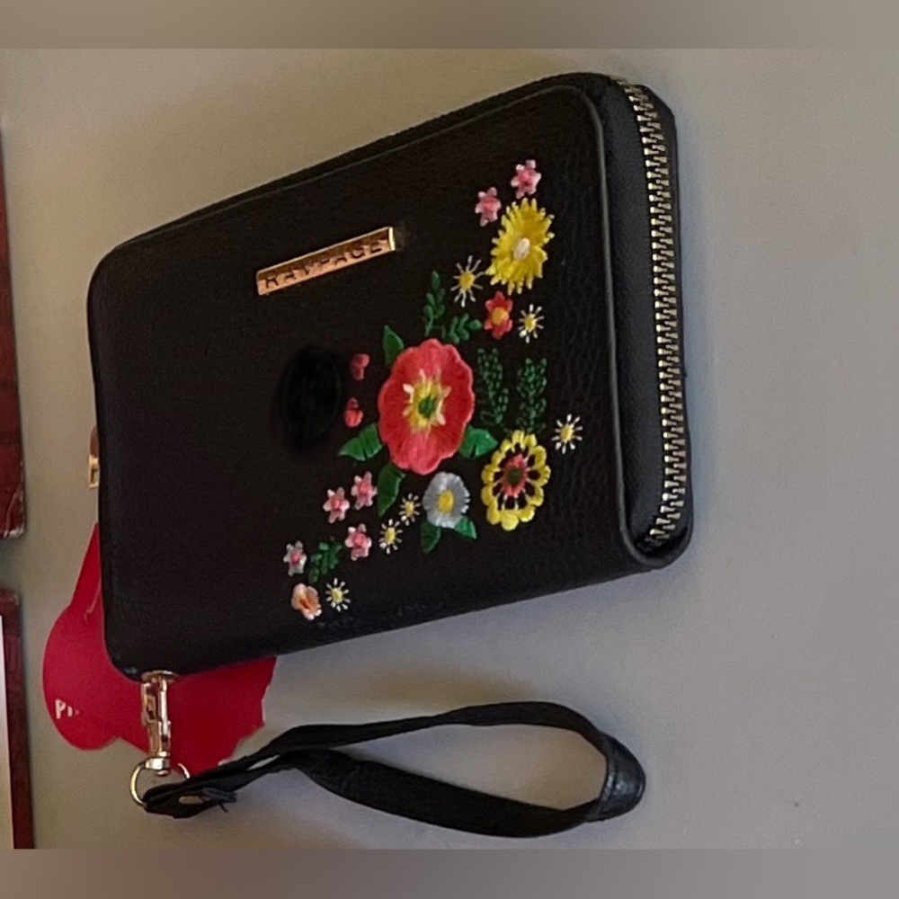 Rampage Embroidered Floral Wristlet Wallet NWT